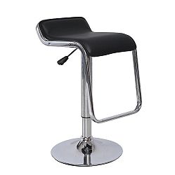 Barová stolička, ekokoža čierna/chróm, ILANA