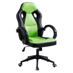 Kancelárske kreslo, ekokoža čierna/zelená, LESTER NEW