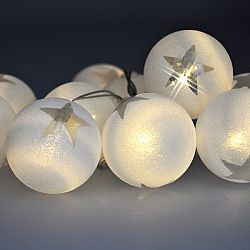 Solight Svetelná LED reťaz s 10 vianočnými guľami, 1 m, teplá biela