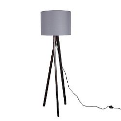 Stojacia lampa, sivá/drevo čierne, LILA Typ 10