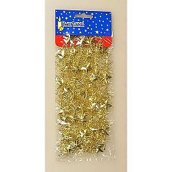 Vianočná reťaz s hviezdami zlatá, 180 cm